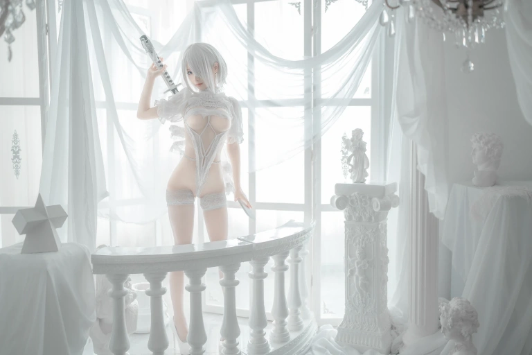 蠢沫沫《2B 白婚纱》主题写真：59张全套美图