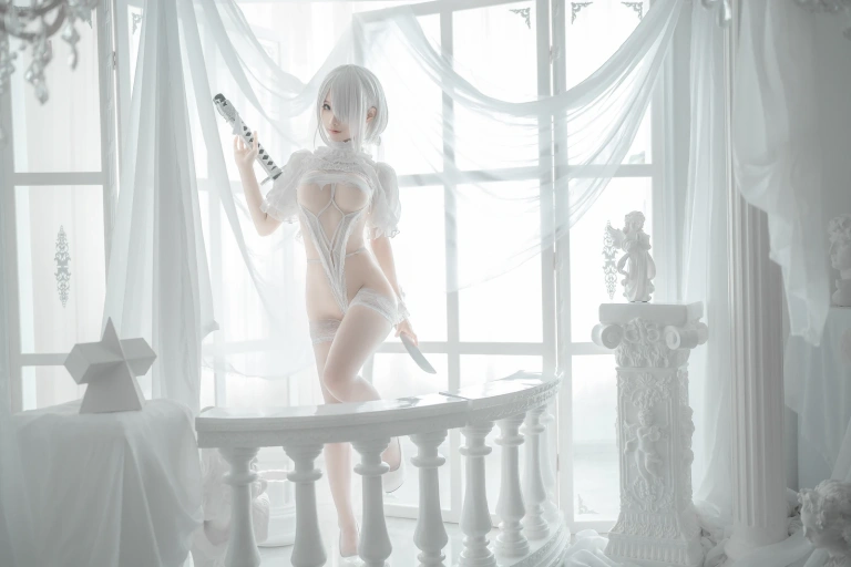 蠢沫沫《2B 白婚纱》主题写真：59张全套美图