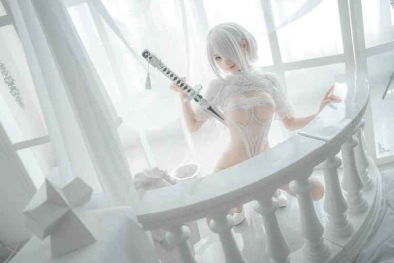 蠢沫沫《2B 白婚纱》主题写真：59张全套美图