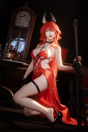 面饼仙儿《Nikke 小红帽礼服》主题写真：24张全套美图