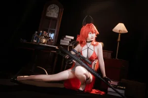 面饼仙儿《Nikke 小红帽礼服》主题写真：24张全套美图