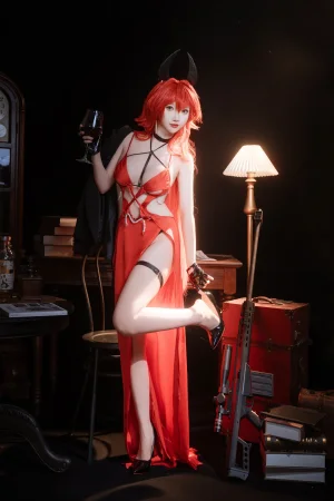 面饼仙儿《Nikke 小红帽礼服》主题写真：24张全套美图