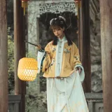 蠢沫沫《黄汉服》主题写真：9张全套美图
