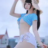 日奈娇(椎名莜)《蓝白条》主题写真：150张全套美图，含6个视频