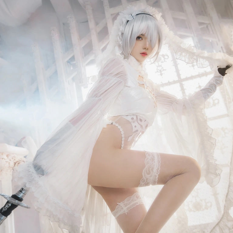 桜桃喵《2b花嫁》主题写真：69张全套美图