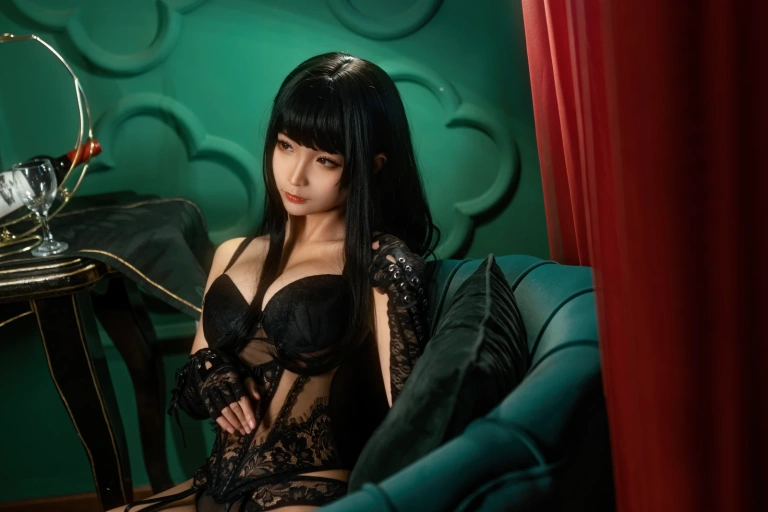 蠢沫沫《沫沫真爱版 黑内衣》主题写真：40张全套美图