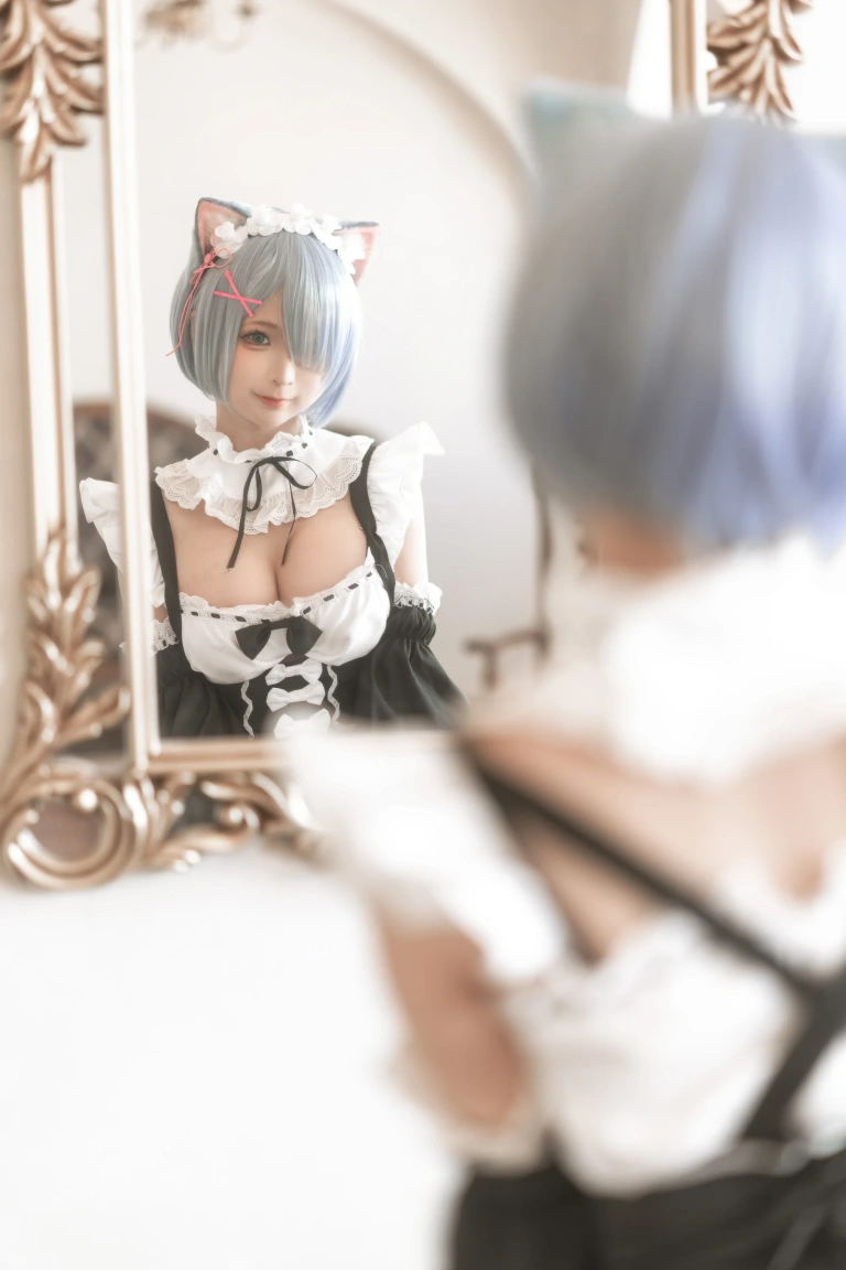 蠢沫沫《猫耳雷姆》主题写真：33张全套美图