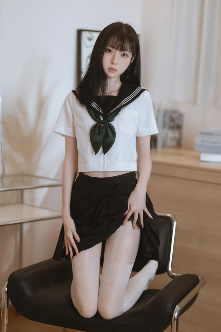 许岚《白丝水手服》主题写真：40张全套美图