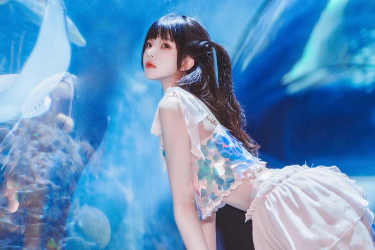 桜桃喵《水族馆》主题写真：15张全套美图