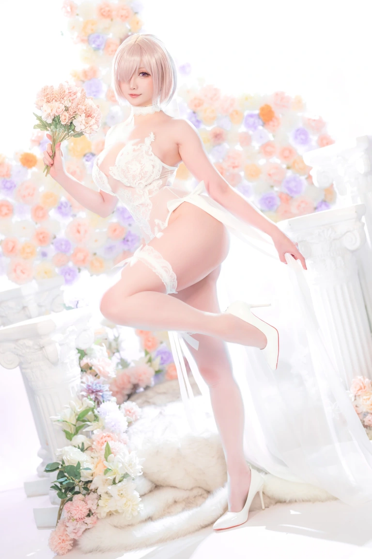 星之迟迟《2023年3月计划C FGO 玛修婚纱》主题写真：78张全套美图，含1个视频