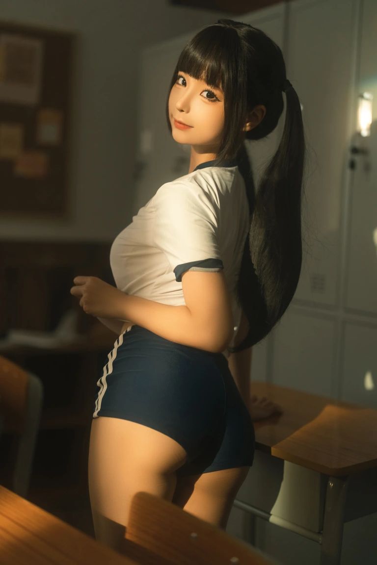 蠢沫沫《午后课间》主题写真：33张全套美图