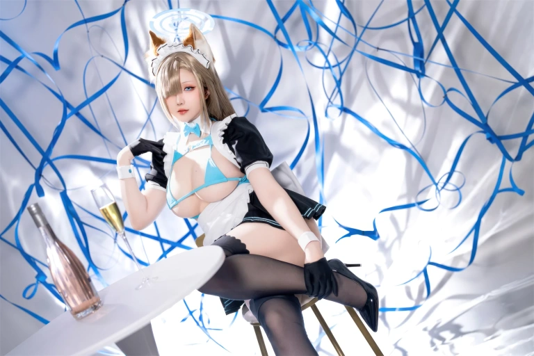 星之迟迟《2023年12月计划C 蔚蓝档案 一之濑明日奈同人女仆》主题写真：91张全套美图