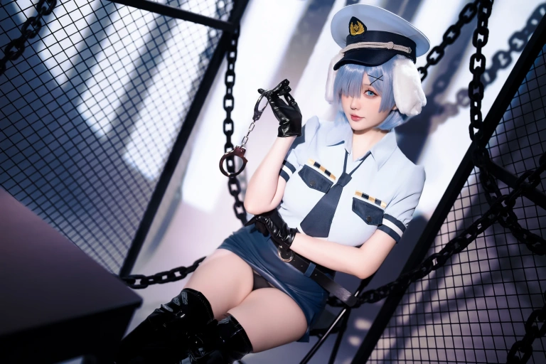 星之迟迟《2024年02月计划C RE：0 蕾姆 狗耳警官》主题写真：101张全套美图，含1个视频