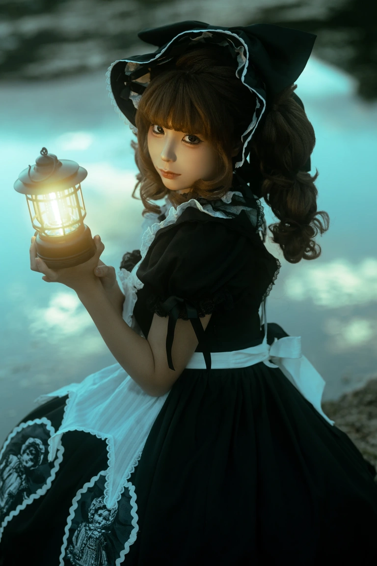 蠢沫沫《洱海黑色》主题写真：17张全套美图