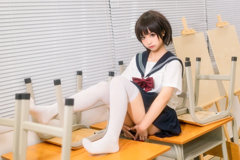 蠢沫沫《教室》主题写真：61张全套美图