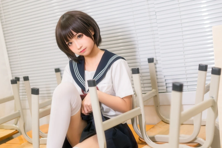 蠢沫沫《教室》主题写真：61张全套美图