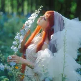 蠢沫沫《花丛婚纱》主题写真：67张全套美图