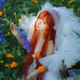 蠢沫沫《花丛婚纱》主题写真：67张全套美图