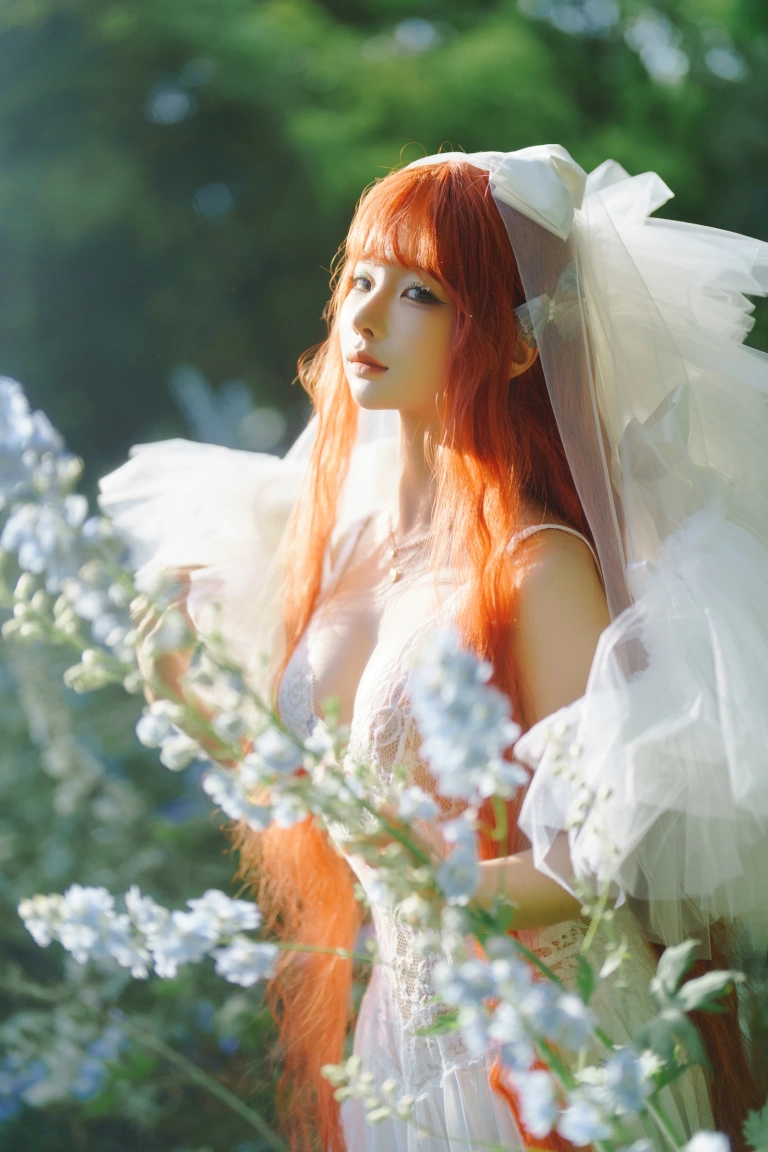 蠢沫沫《花丛婚纱》主题写真：67张全套美图