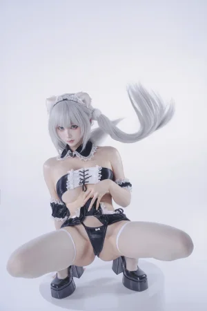 蠢沫沫《白发粉猫》主题写真：22张全套美图