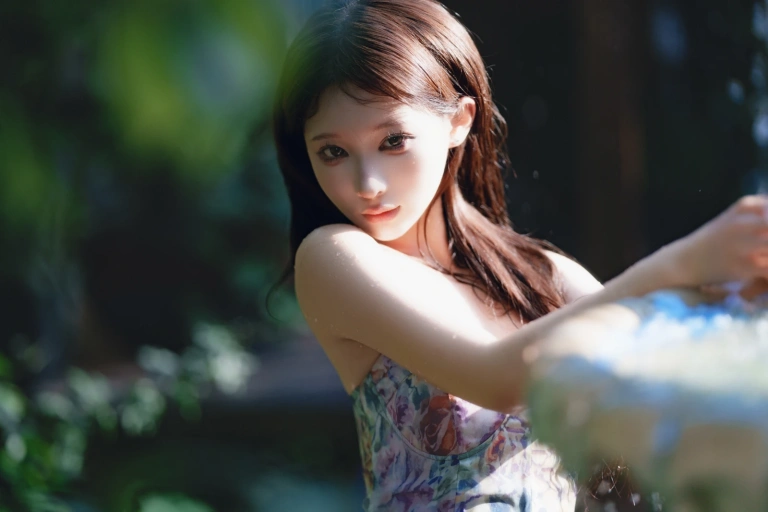 蠢沫沫《水池碎花裙》主题写真：27张全套美图