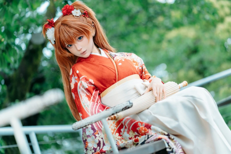 蠢沫沫《EVA 明日香 和服》主题写真：30张全套美图