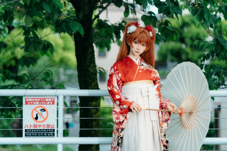 蠢沫沫《EVA 明日香 和服》主题写真：30张全套美图