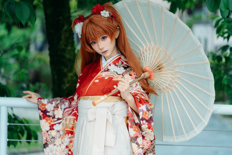 蠢沫沫《EVA 明日香 和服》主题写真：30张全套美图