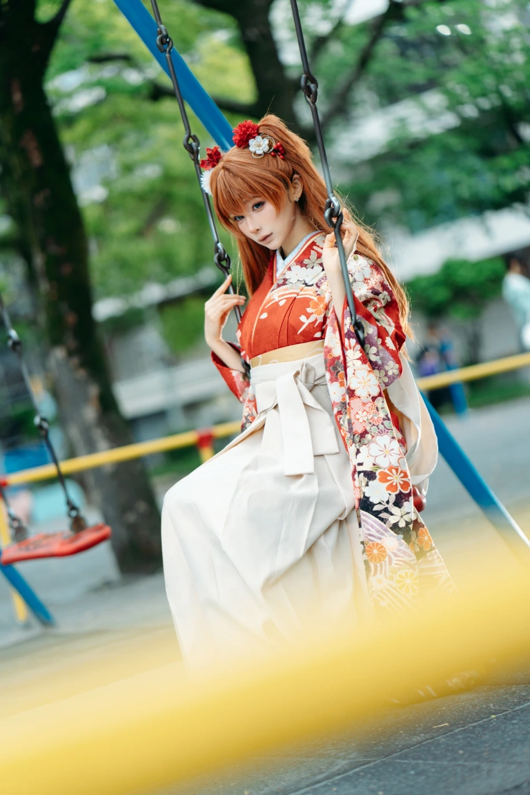 蠢沫沫《EVA 明日香 和服》主题写真：30张全套美图