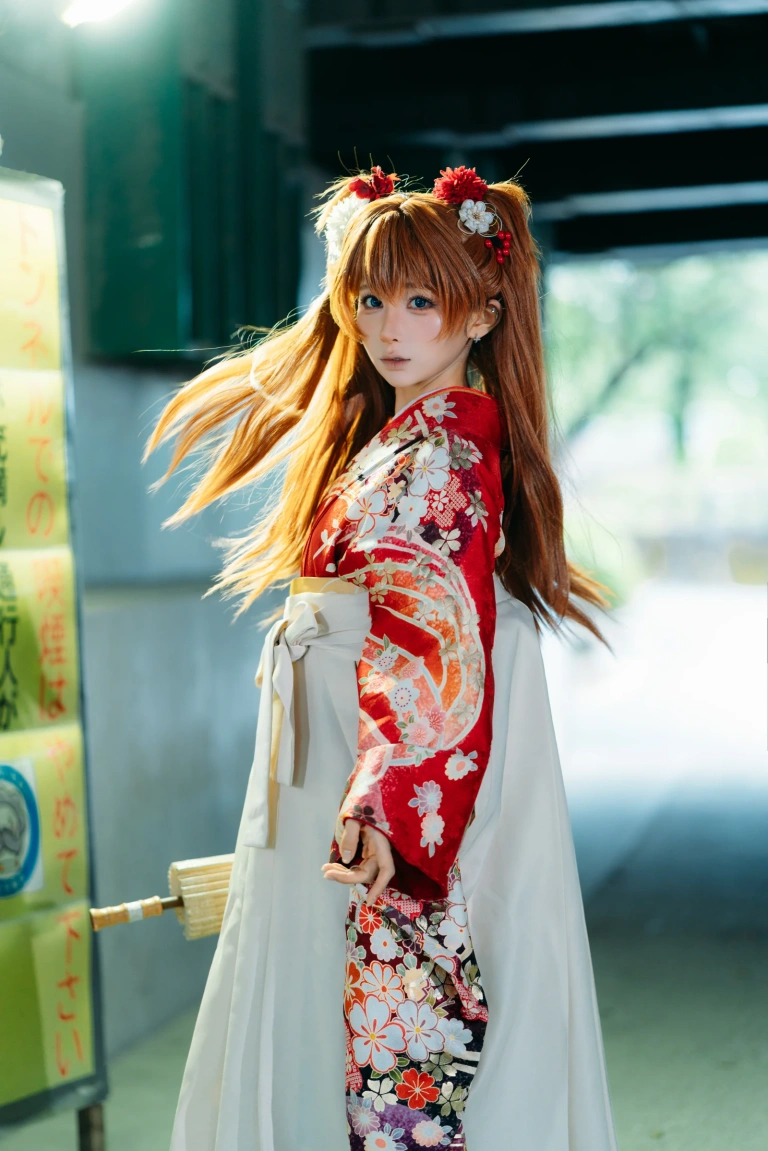 蠢沫沫《EVA 明日香 和服》主题写真：30张全套美图