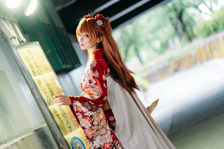 蠢沫沫《EVA 明日香 和服》主题写真：30张全套美图