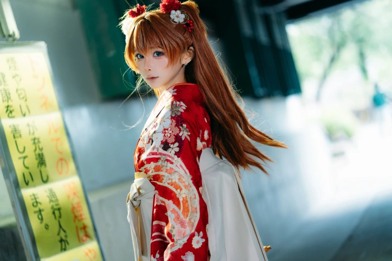 蠢沫沫《EVA 明日香 和服》主题写真：30张全套美图