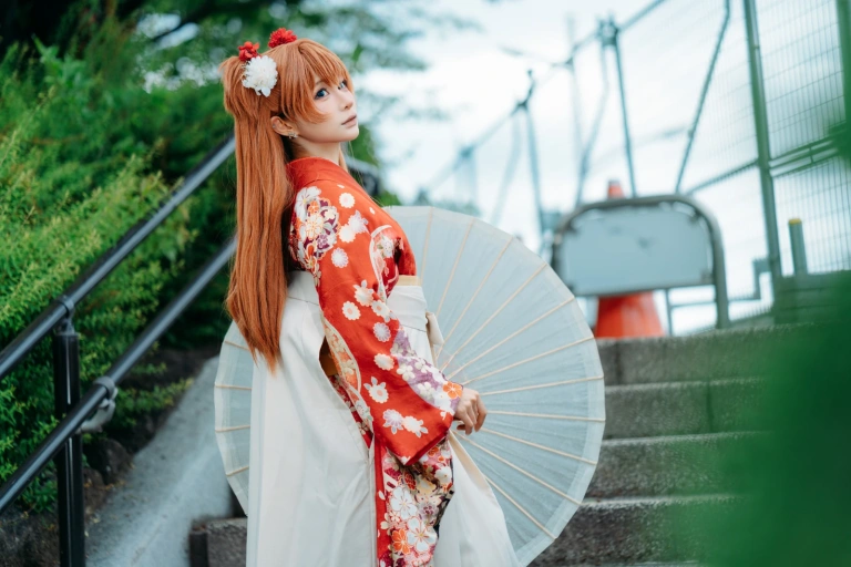 蠢沫沫《EVA 明日香 和服》主题写真：30张全套美图