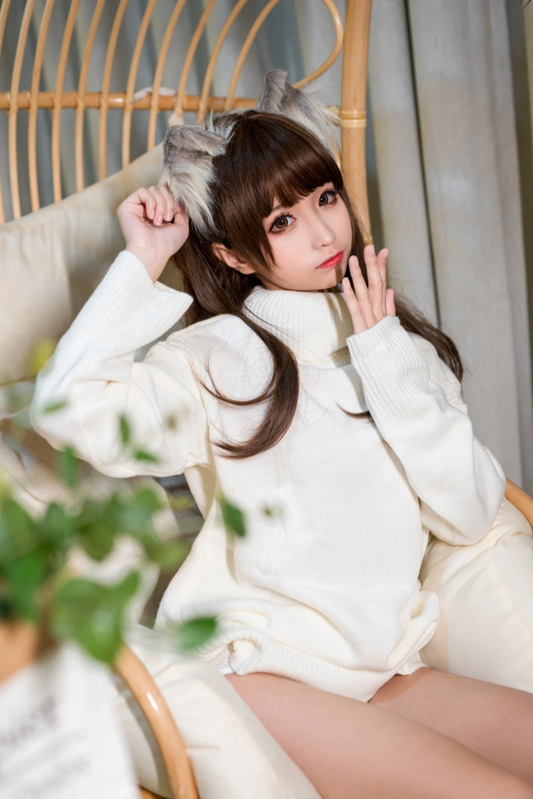 蠢沫沫《白毛衣》主题写真：45张全套美图