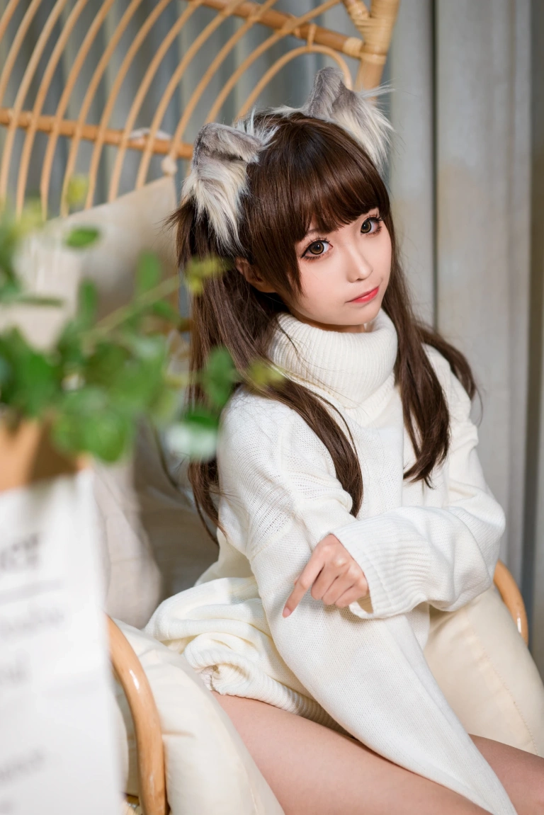蠢沫沫《白毛衣》主题写真：45张全套美图