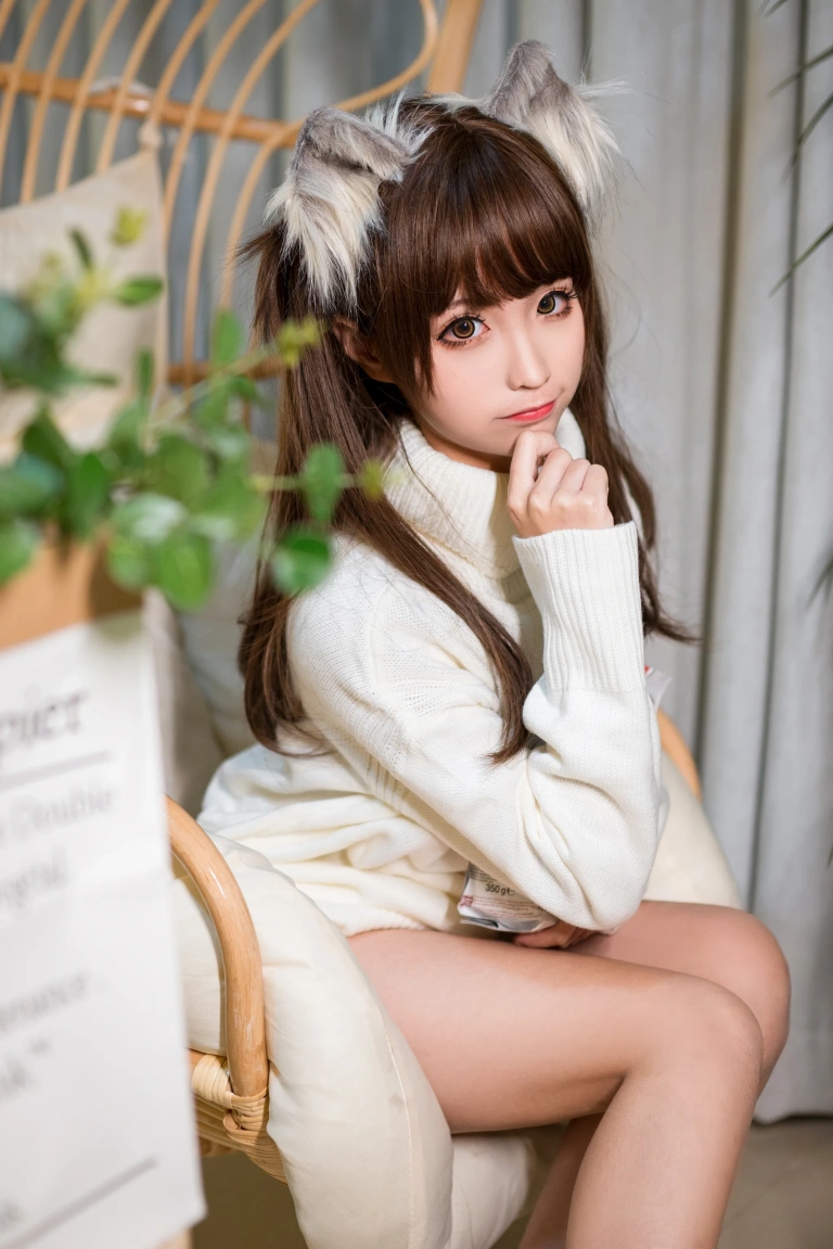 蠢沫沫《白毛衣》主题写真：45张全套美图