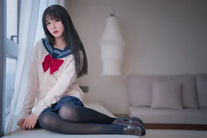 轩萧学姐《NO.45 – 厚裤袜JK》主题写真：44张全套美图
