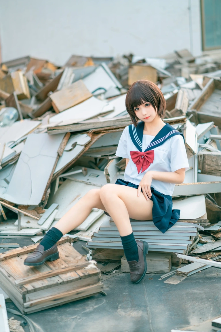 蠢沫沫《天台jk》主题写真：40张全套美图
