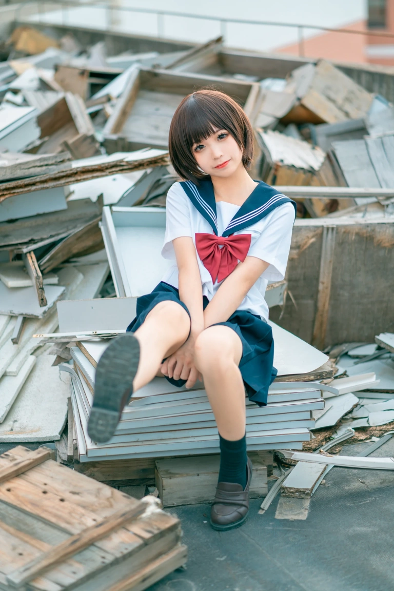 蠢沫沫《天台jk》主题写真：40张全套美图