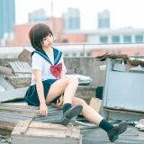 蠢沫沫《天台jk》主题写真：40张全套美图