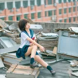 蠢沫沫《天台jk》主题写真：40张全套美图