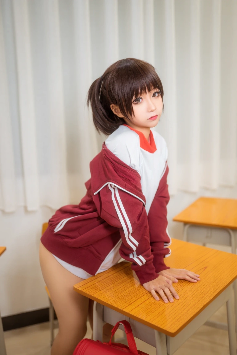 蠢沫沫《体操服红》主题写真：45张全套美图