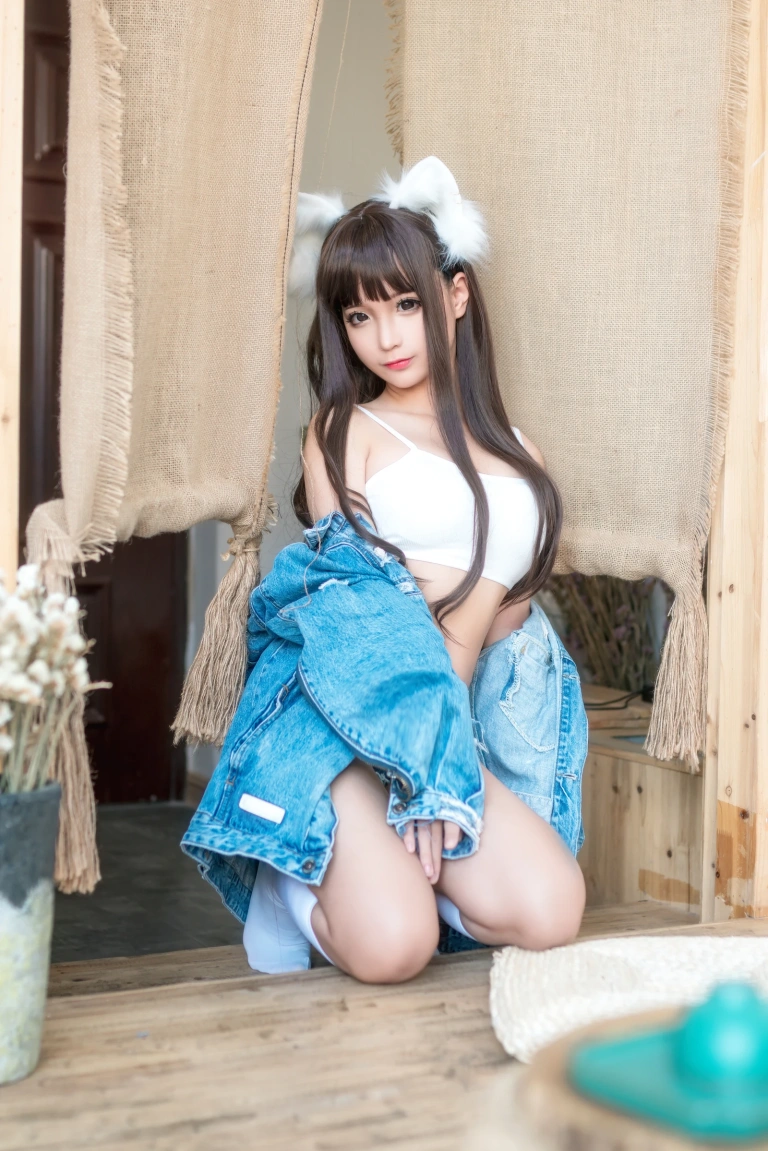 蠢沫沫《牛仔衣》主题写真：40张全套美图