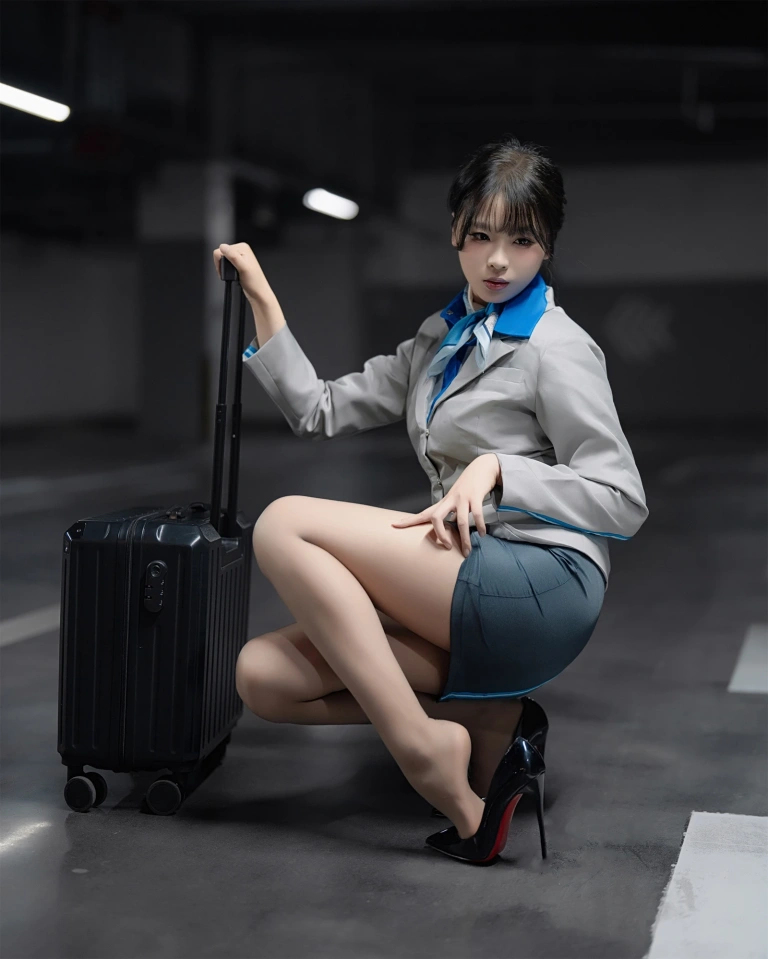轩萧学姐《NO.81 – 空姐车库》主题写真：28张全套美图，含1个视频