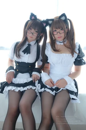 Nyako喵子&摇摇乐《双人女仆》主题写真：130张全套美图，含3个视频