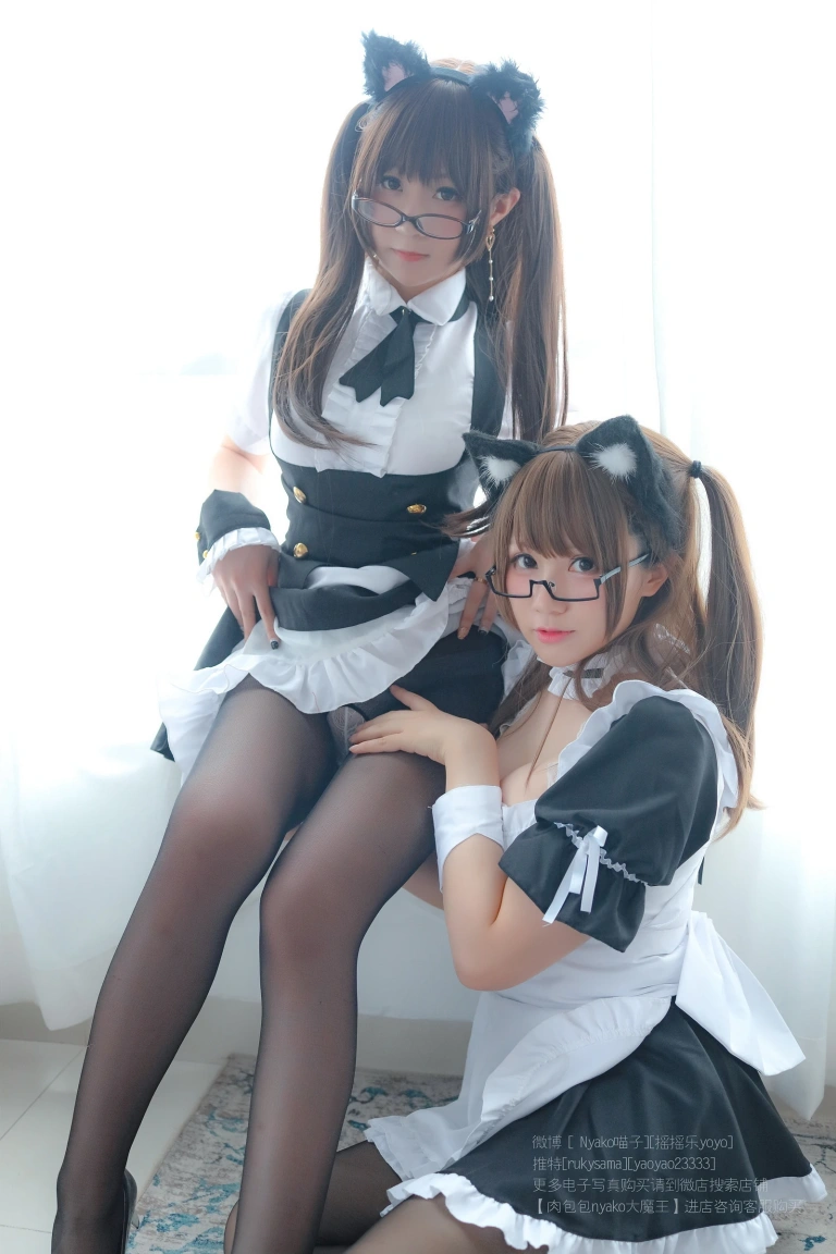 Nyako喵子&摇摇乐《双人女仆》主题写真：130张全套美图，含3个视频