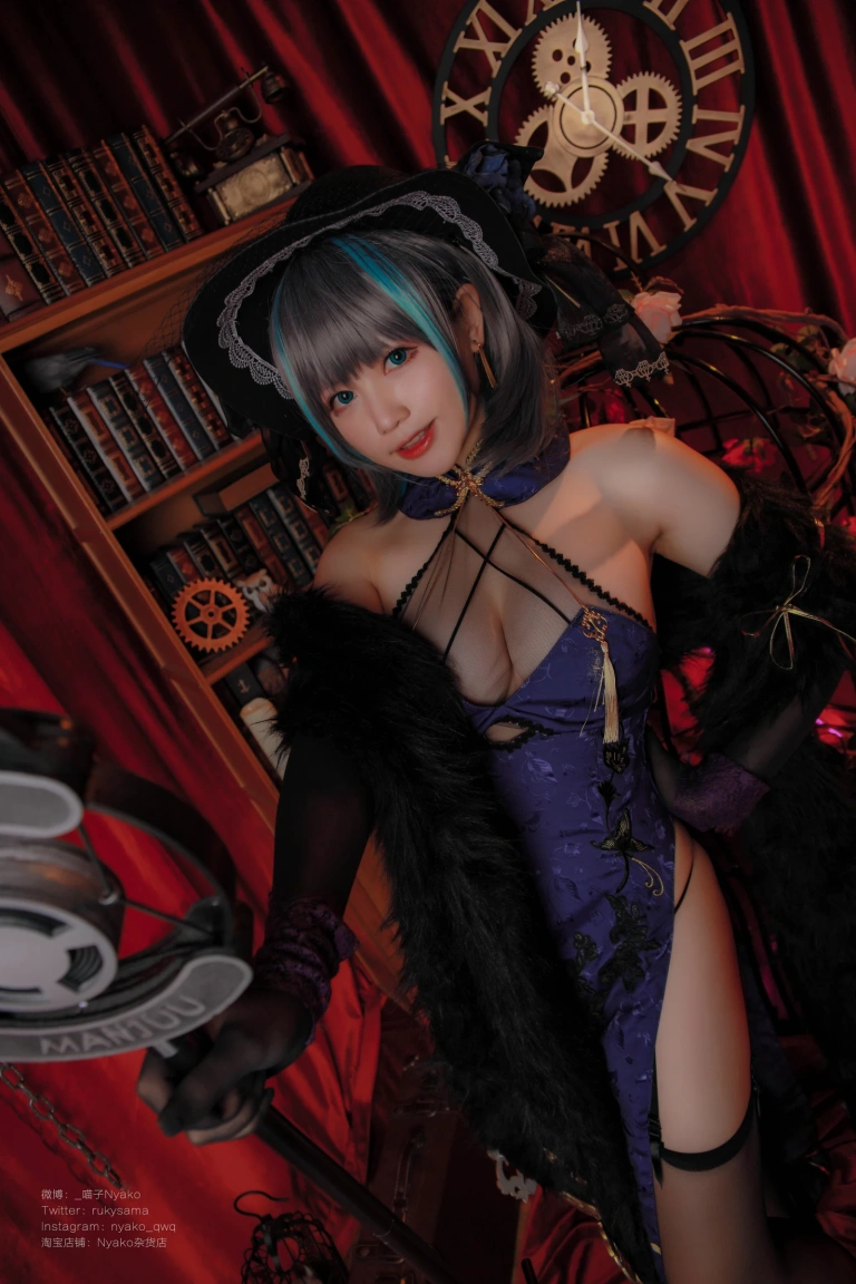 Nyako喵子《柴郡旗袍》主题写真：48张全套美图