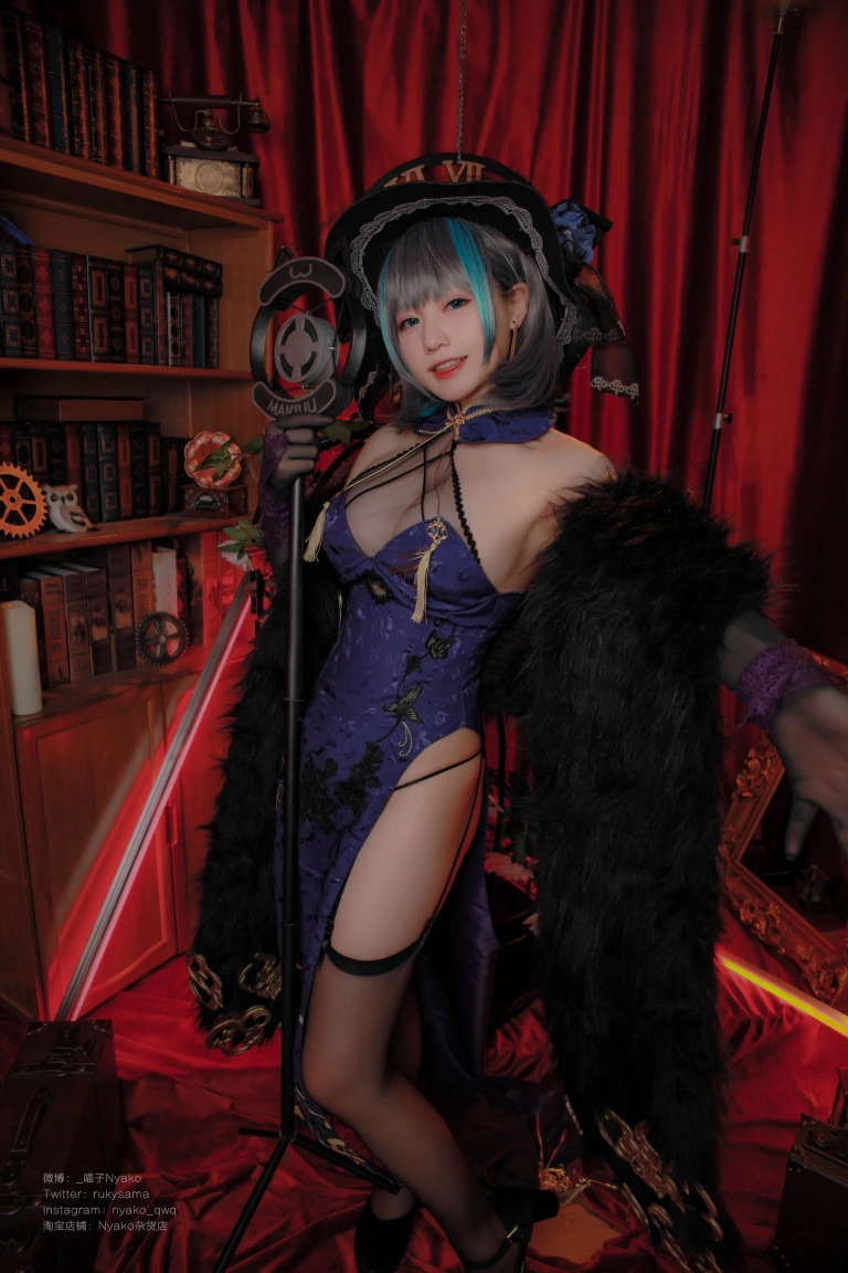 Nyako喵子《柴郡旗袍》主题写真：48张全套美图