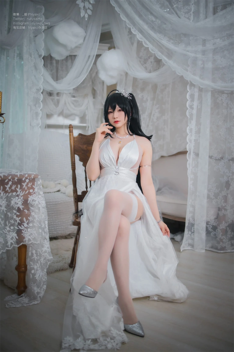 Nyako喵子《大凤纯白婚纱》主题写真：65张全套美图