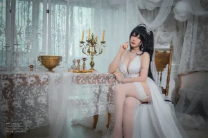 Nyako喵子《大凤纯白婚纱》主题写真：65张全套美图